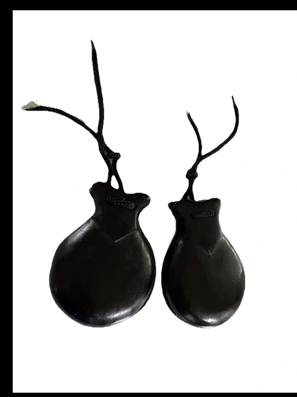 2 Pair of Spanish Flamenco  Black wood Castanets with Cord